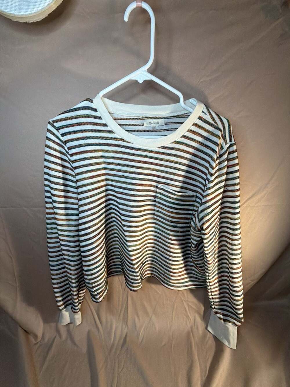 Madewell Long Sleeve Tee Rainbow Stripe Size Medium Multicolor